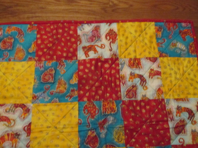 Cat quilt - Laurel Burch Cats, Butterflies - handmade - 25