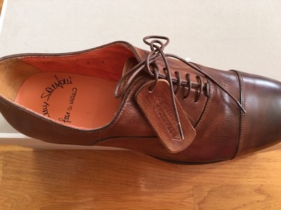 【美品】Santoni fatte a mano UK8.5 NIB SANTONI FATTE A MANO Men's Leather Derby Lace-up Shoes