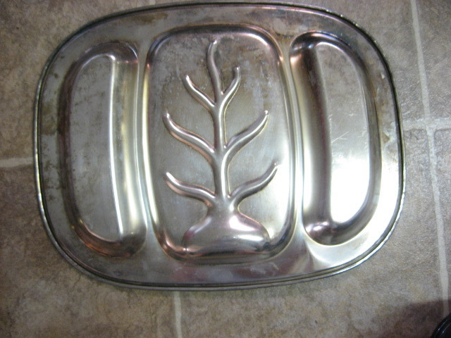 3  COMPARTMENT SILVER SERVING TRAY about 18