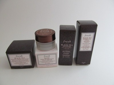 New Fresh Beauty Black Tea Mask Sugar Polish Kombucha Essence Rose Cream Set