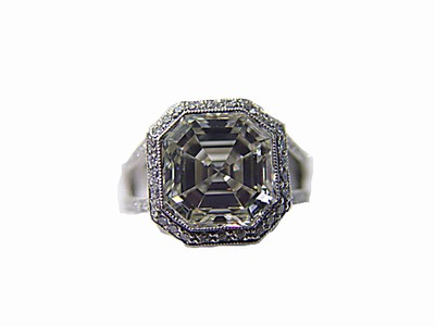 EGL CERTIFIED H COLOR VS2 CLARITY DIAMOND ASSCHER SHAPE CENTER ENGAGEMENT RING