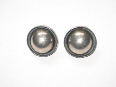 Vintage .925 Sterling Silver Large Modernist Dome Shape Screw Back Earrings