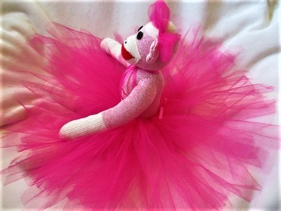 ?? Sock Monkey Ballerina Doll by Starlight Sock Monkeys Pink Tutu Handmade