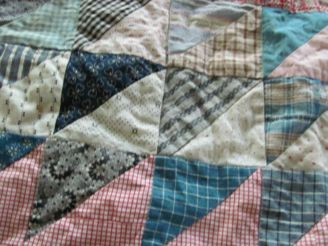 Antique Flying Geese cotton doll quilt / blanket early 1900's