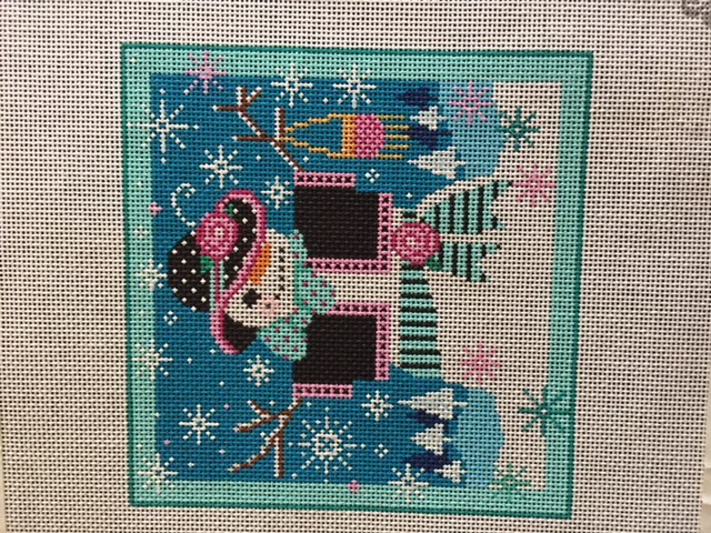 Handpainted Needlepoint Canvas Shelly Tribbey Winter Snow Lady C862