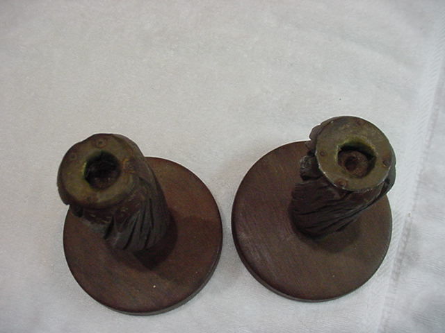 Folk Art Candle sticks home made 1970 Rod Benjamin Maryland Chesepeak Bay