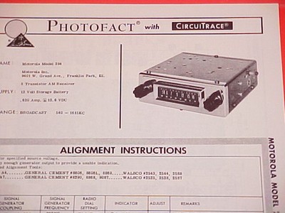 1964 MOTOROLA AM RADIO SERVICE MANUAL MODEL 294 CHEVROLET FORD CHRYSLER DODGE