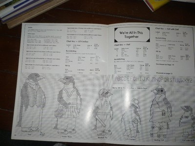 PLAID leaflet #8014 PENGUIN PRE-OCCUPATIONS  11 perky penguin to cross stitch