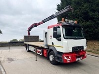 2015 65 Renault D16 240 E6 sleeper cab 21ft4 flat HMF1820 remote crane a/c 