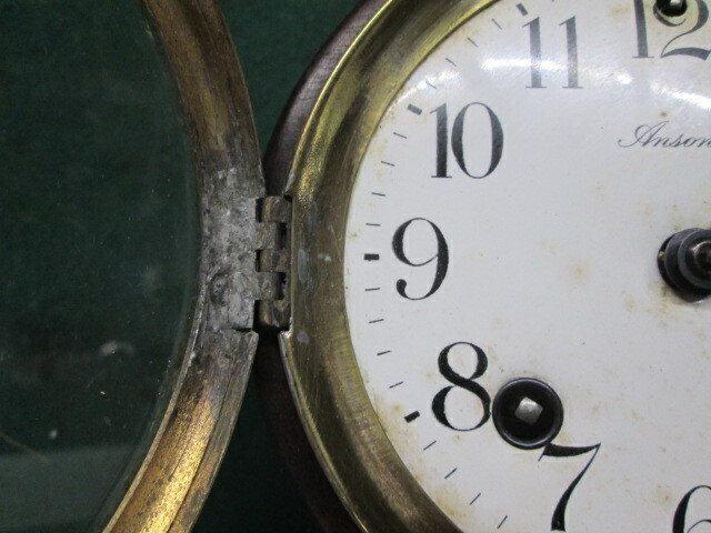 Nice Looking Ansonia Mantle Clock Mahogany Wood Case Porcelain Face
