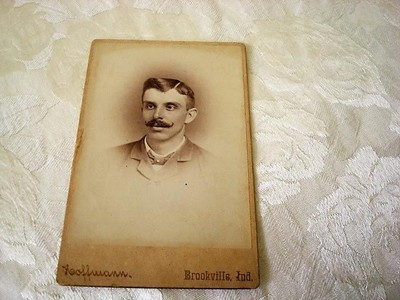 Victorian Cabinet Photo Gentleman With Handlebar Mustache Brookville, Indiana