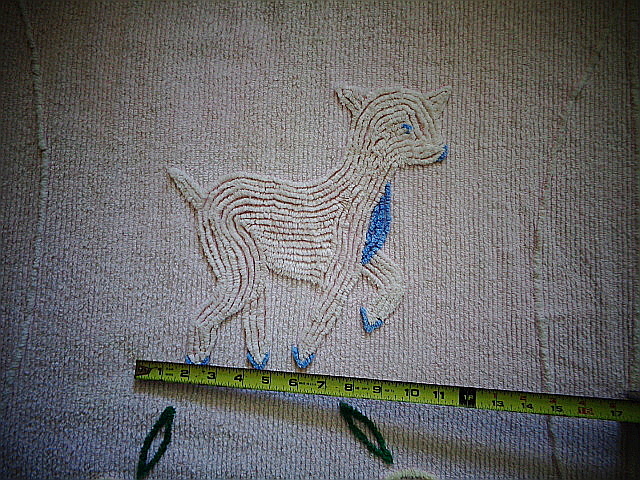 Vintage Chenille Pink Crib Cover with Deer