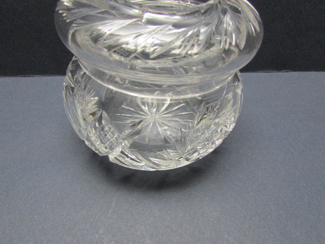 Antique Crystal Cut Glass Hair Receiver Dressser Jar
