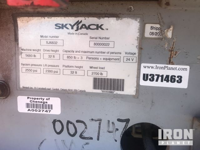 2007 SkyJack 6832 Electric Scissor Lift 2WD UP 32 feet jlg New Mexico