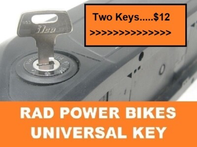  RAD Power Bikes Universal Battery Key-Lot of 2 keys @ $6.00/ key w/shipping