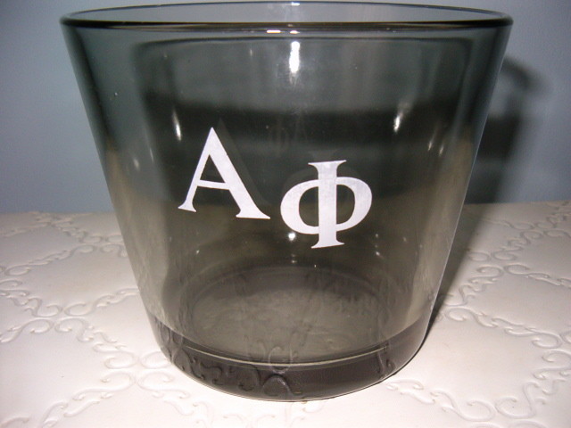 COLLEGE FRATERNITY -  ALPHA PHI, Gray Glass Bowl Heavy/Thick  1 lb 12.6 oz & 5