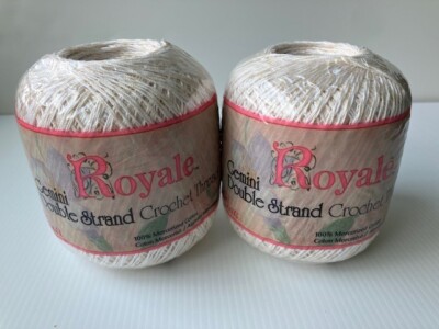 2 balls J&P Coats Royale Gemini Double Strand Crochet Thread 0441 Natural/White