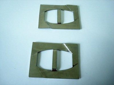 2 Vintage Hammered Silver Tone Metal Shoe Slide Buckles 1 5/8 x 2 1/8 In.