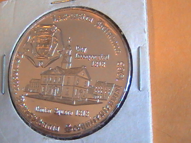 RED ROSE COIN CLUB LANCASER PA. 1968 CITY INCORPORATED 1813 39mm