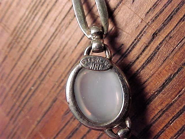 VINTAGE STERLING SILVER MOONSTONE CABOCHON NECKLACE SIGNED 