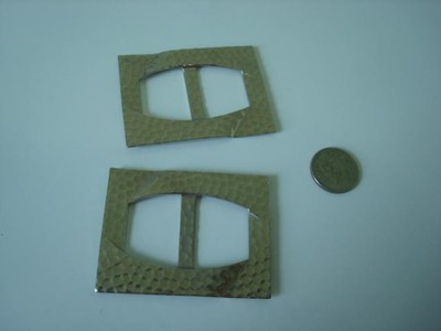 2 Vintage Hammered Silver Tone Metal Shoe Slide Buckles 1 5/8 x 2 1/8 In.