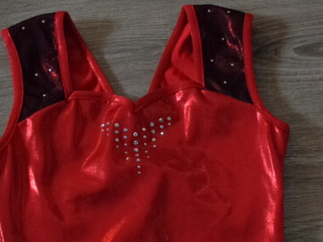 NWOT Dreamlight RED & BLACK COMPETETION Gymnastics Leotard Adult Small AS
