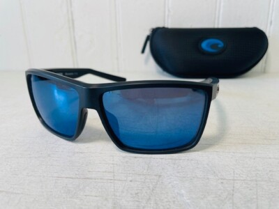 COSTA DEL MAR RINCONCITO Matte Black wPOLARIZED Blue Mirror 580P Glass Suns $213