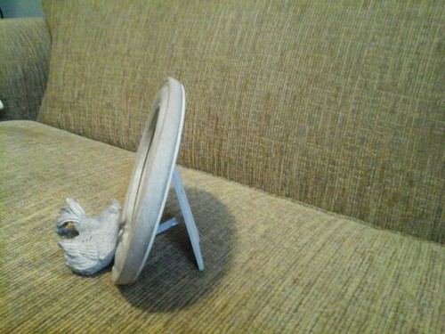 Primitive country oval Rooster mirror