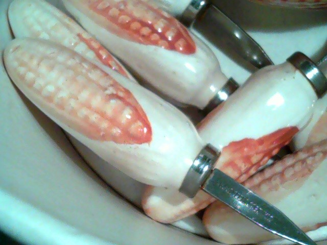 Set of 4 Corn Ear Trays & Butter Pitcher + Holders & Butter Brush