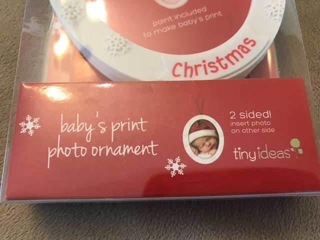 Tiny Ideas Babys First Christmas Footprint Photo 2 Sided Ornament NIB