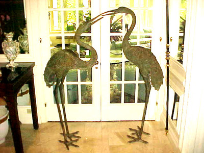 BRONZE CRANES WILDLIFE (LOT OF 2) 60 INCHES HIGH 30 INCHES WIDE 120 LBS VERDI G.