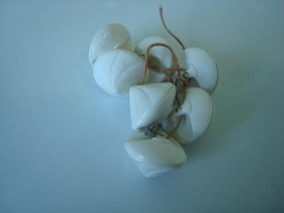 7 Vintage White Glass Cone Buttons 5/8 In.