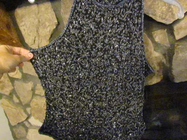 Women's Formal Blouse Size S Petite Black Fully Beaded Absolutely Stunning