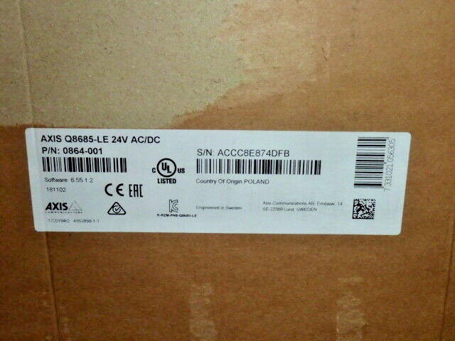 AXIS Network Security Camera 0864-001 Q8685-LE 1080P 30x Optical Q8685 24v AC/DC