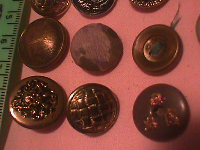 Fourteen Assorted Brass Glass BUTTONS Assortment CRAFT 14