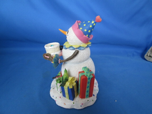 New LENOX A Birthday Surprise Snowman Clown & Cake March Aquamarine Stone Candle