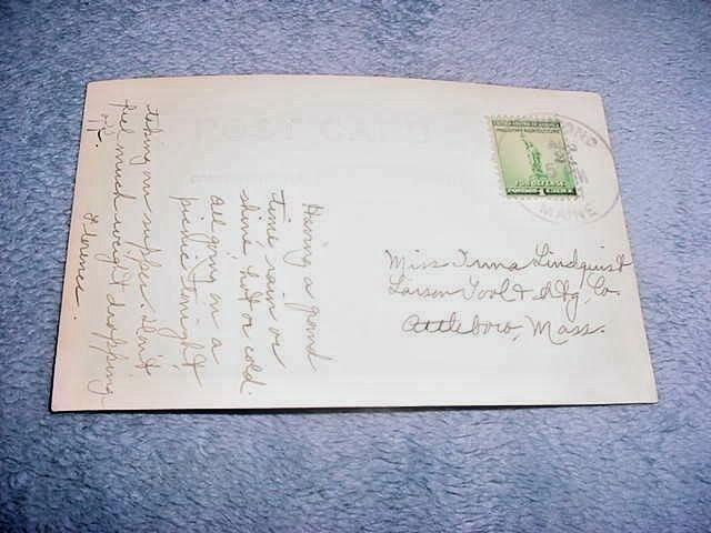 RPPC REAL PHOTO POSTCARD CAMP PAVILLION RAYMOND MAINE KOKATOSI POSTED 1945