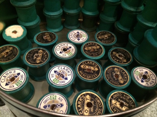 47 Clark Wooden Spools Green Empty thread spools Vintage