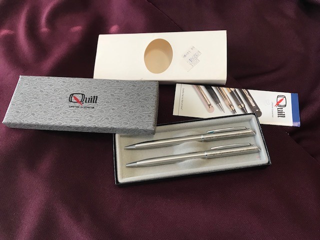 Quill Pen & Pencil Set with Original Box, Vintage
