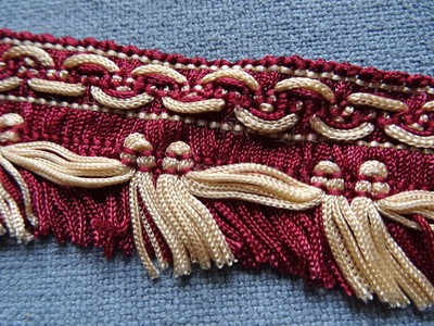 ABAT JOUR ANCIEN Vessie De Porc Tendu Franges Rouges Pour Lampe De