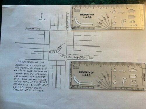 LAPD Traffic Accident Collision Ruler Police Drawing Template Academy-issued