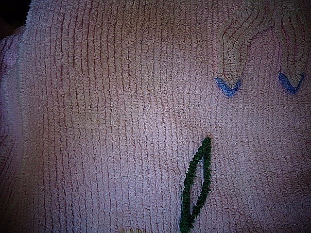 Vintage Chenille Pink Crib Cover with Deer