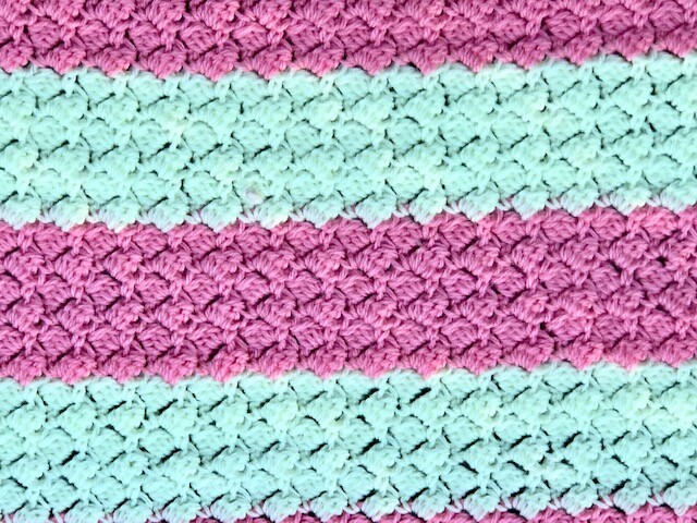 vintage striped Throw Lap Blanket 31x28 quilt crochet baby pink yellow small