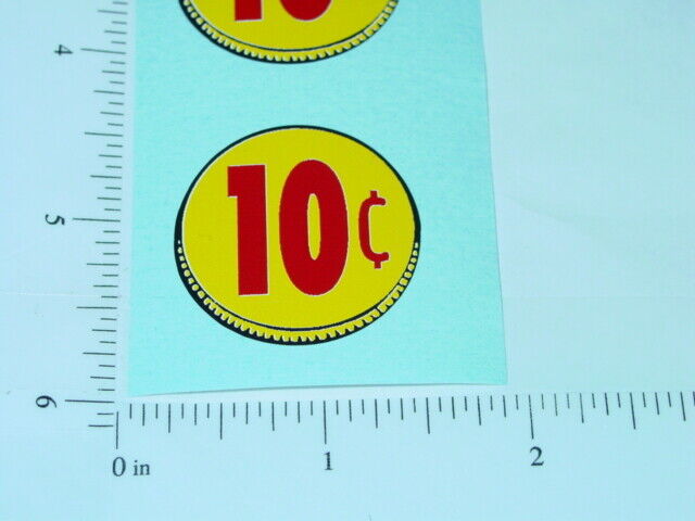 Three (3) Generic 10 Cent Coin Vend Stickers V-16-10