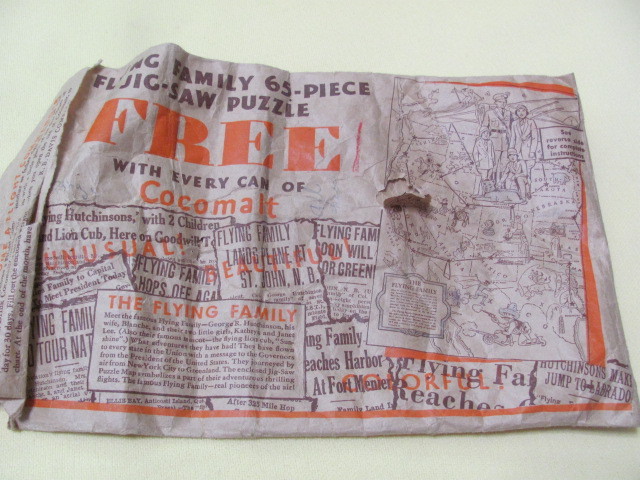 1932 Flying Hutchinson Family puzzle from Cocomalt complete with envelope