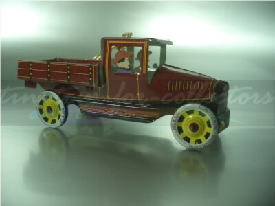Penny Toy Christmas Tree Ornament Pick Up Truck Lithographed Tin Miniature F1