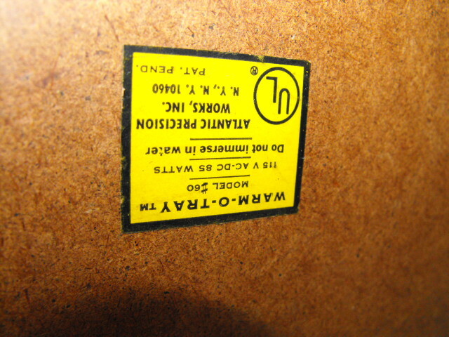 Atlantic Warm O Tray Electric Warming Tray Blue Cornflower w/ Wood Handles #60