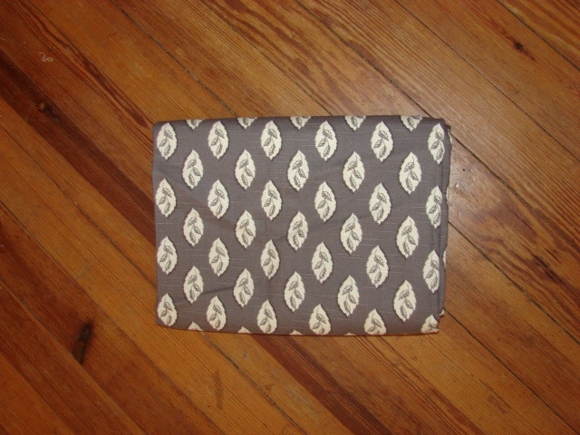 Vintage MCM Barkcloth Fabric 3+ Yards Gray, Black and White Leaf Motif