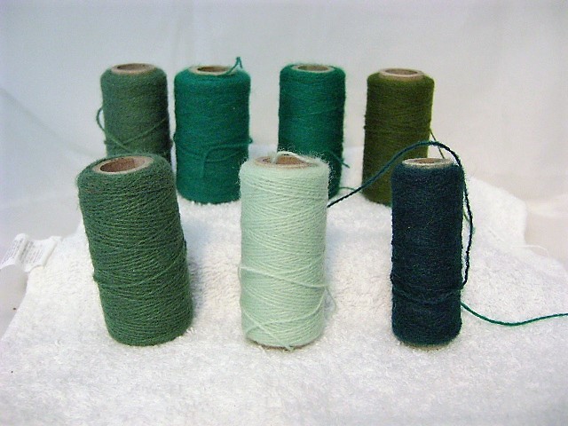 Acrylic Embroidery Yarn-Vintage E-Z Punch-Lot of 7-Assorted Greens