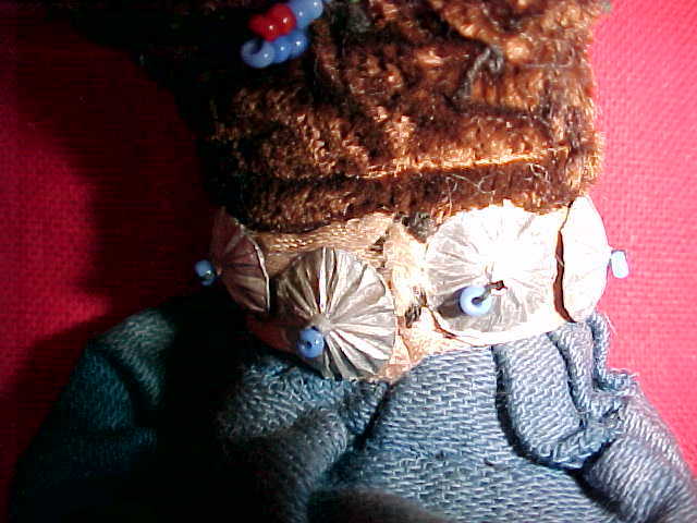 Antique Handmade Cloth Art Mini WORRY Doll bugle bead necklaces, FANCY BELT, SEE